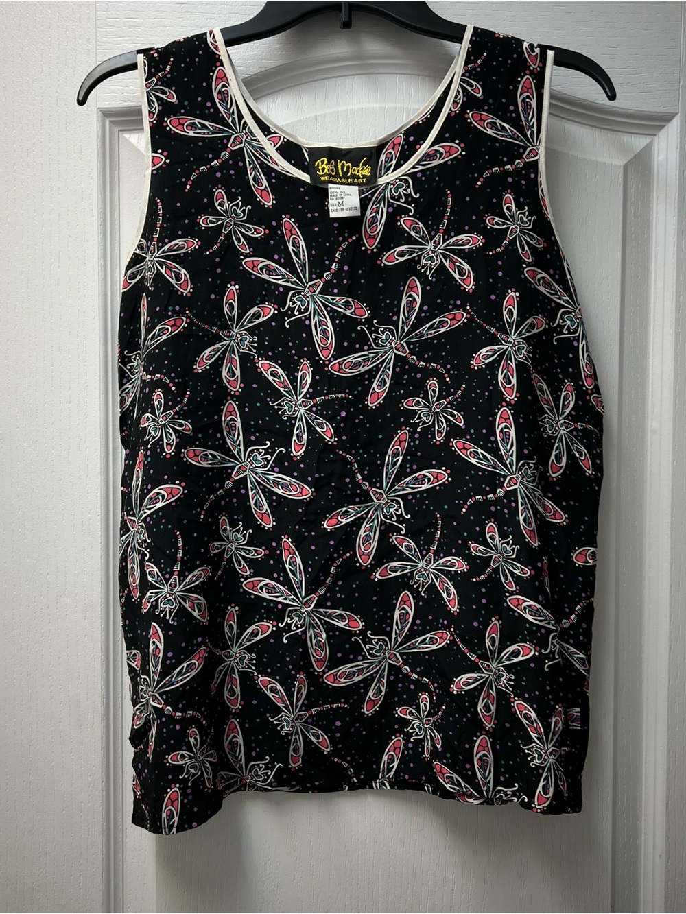 Bob Mackie Wearable Art Silk Dragon Fly Tank Top Sz Med